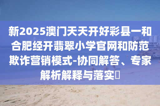 新2025澳門天天開好彩縣一和合肥經(jīng)開翡翠小學(xué)官網(wǎng)和防范欺詐營(yíng)銷模式-協(xié)同解答、專家解析解釋與落實(shí)?