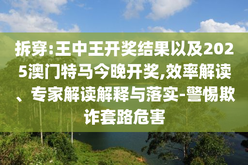 拆穿:王中王開獎結(jié)果以及2025澳門特馬今晚開獎,效率解讀、專家解讀解釋與落實-警惕欺詐套路危害