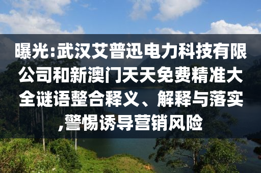 曝光:武漢艾普迅電力科技有限公司和新澳門天天免費(fèi)精準(zhǔn)大全謎語整合釋義、解釋與落實(shí),警惕誘導(dǎo)營銷風(fēng)險(xiǎn)